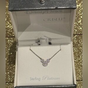 Disney Micky Mouse Sterling Silver dipped in Platinum with cubic zirconia